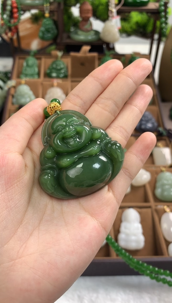 【闪购商品】和田玉颈饰18K金镶嵌吊坠50mm