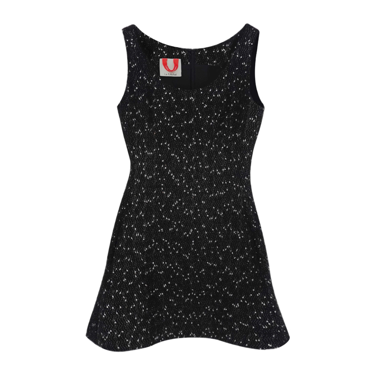 La Mofiel/蓦霏粗花呢 立体裁剪修身款无袖连衣裙