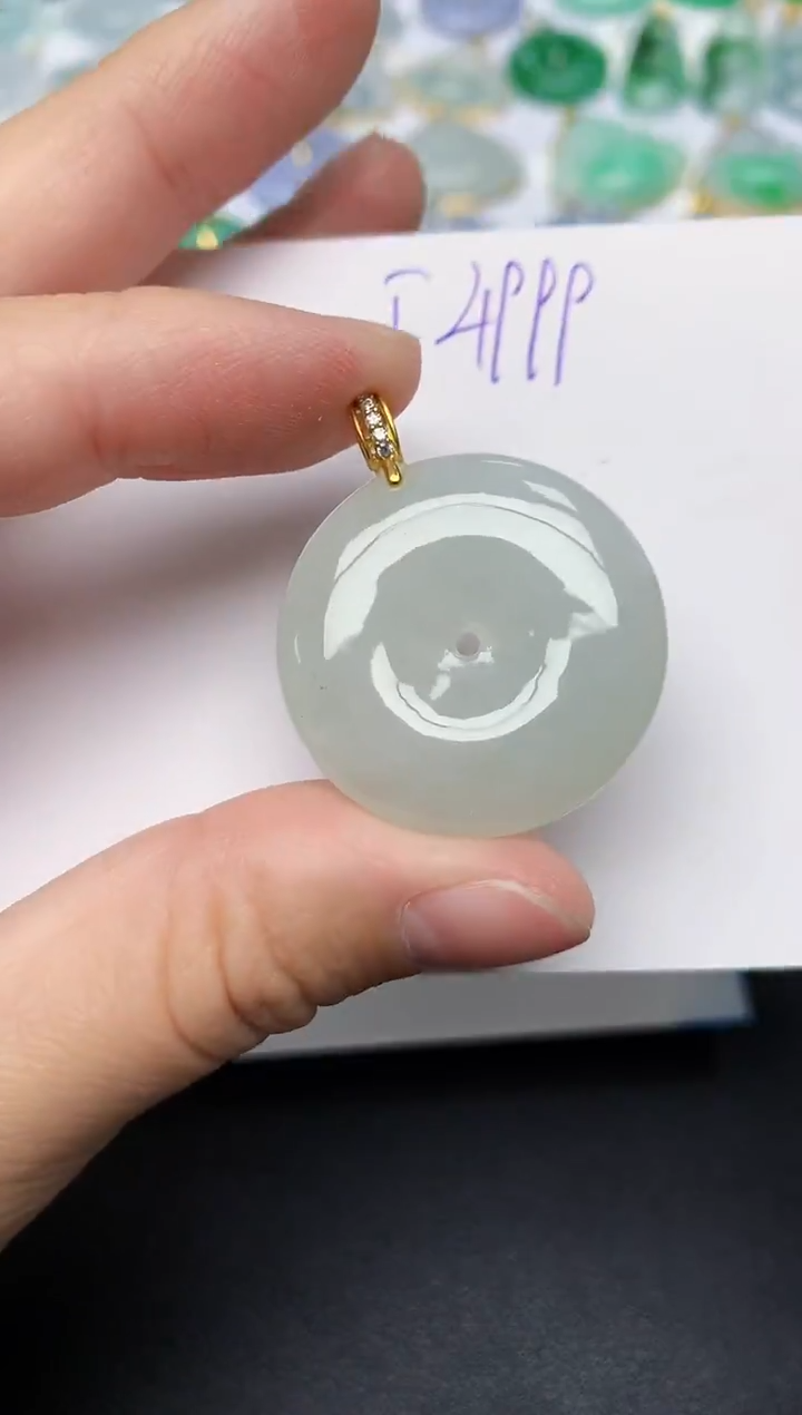 颈饰18K金镶嵌翡翠 天然缅甸A货翡翠百元以上9元证书费自理