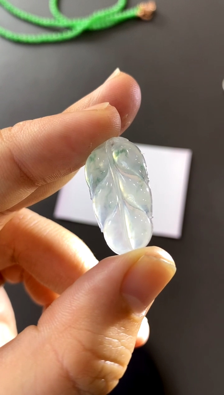 【闪购商品】定制翡翠18K金镶嵌叶子