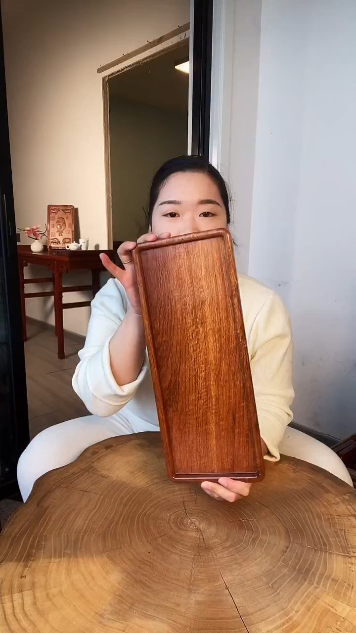 缅甸花梨（花梨木类）多功能盘整木直挖无胶无拼接中号双拼纹