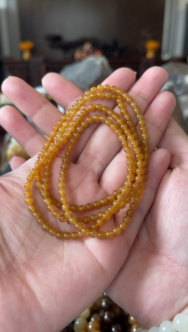 手链未镶嵌和田玉（糖玉）金山全糖4mm小米珠（190颗）