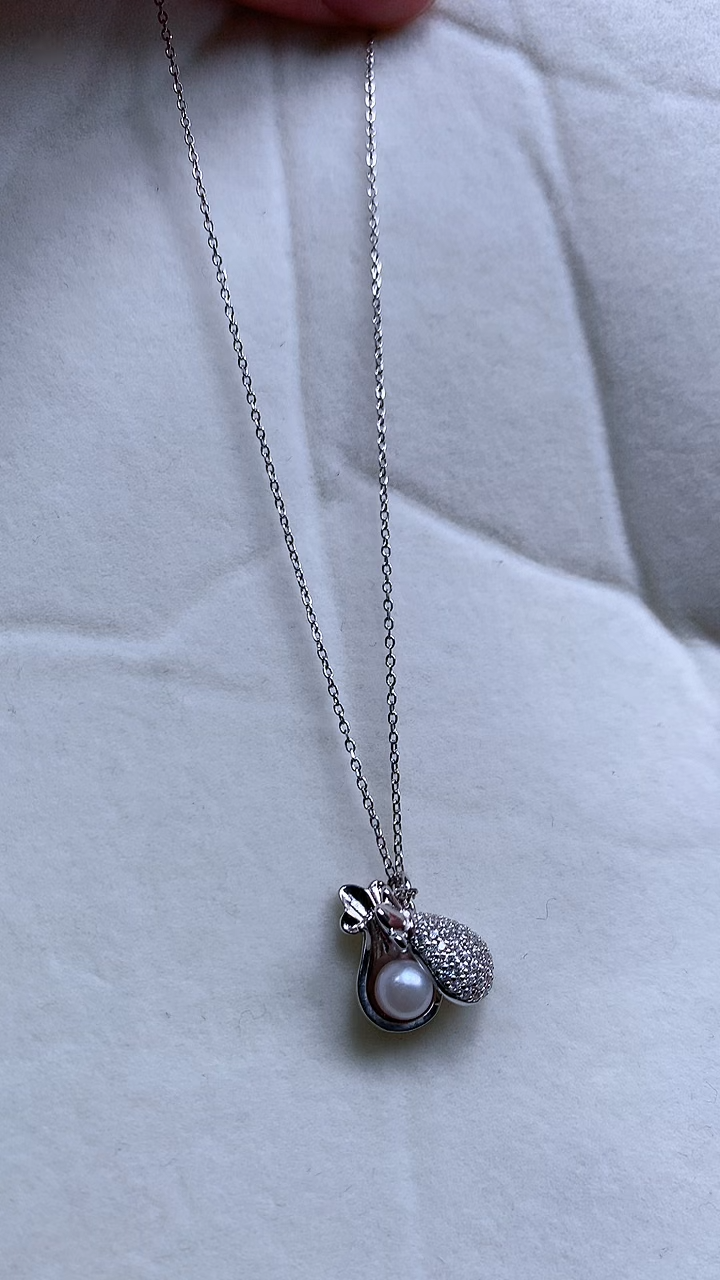 【闪购商品】海水珍珠颈饰银S925镶嵌小花生珍珠套链