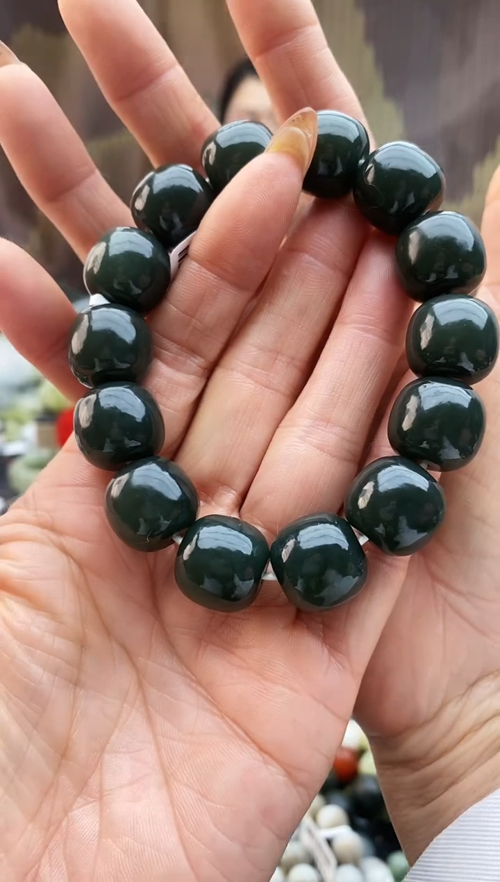 未镶嵌手串和田玉老型且末蓝冰瓷蓝16