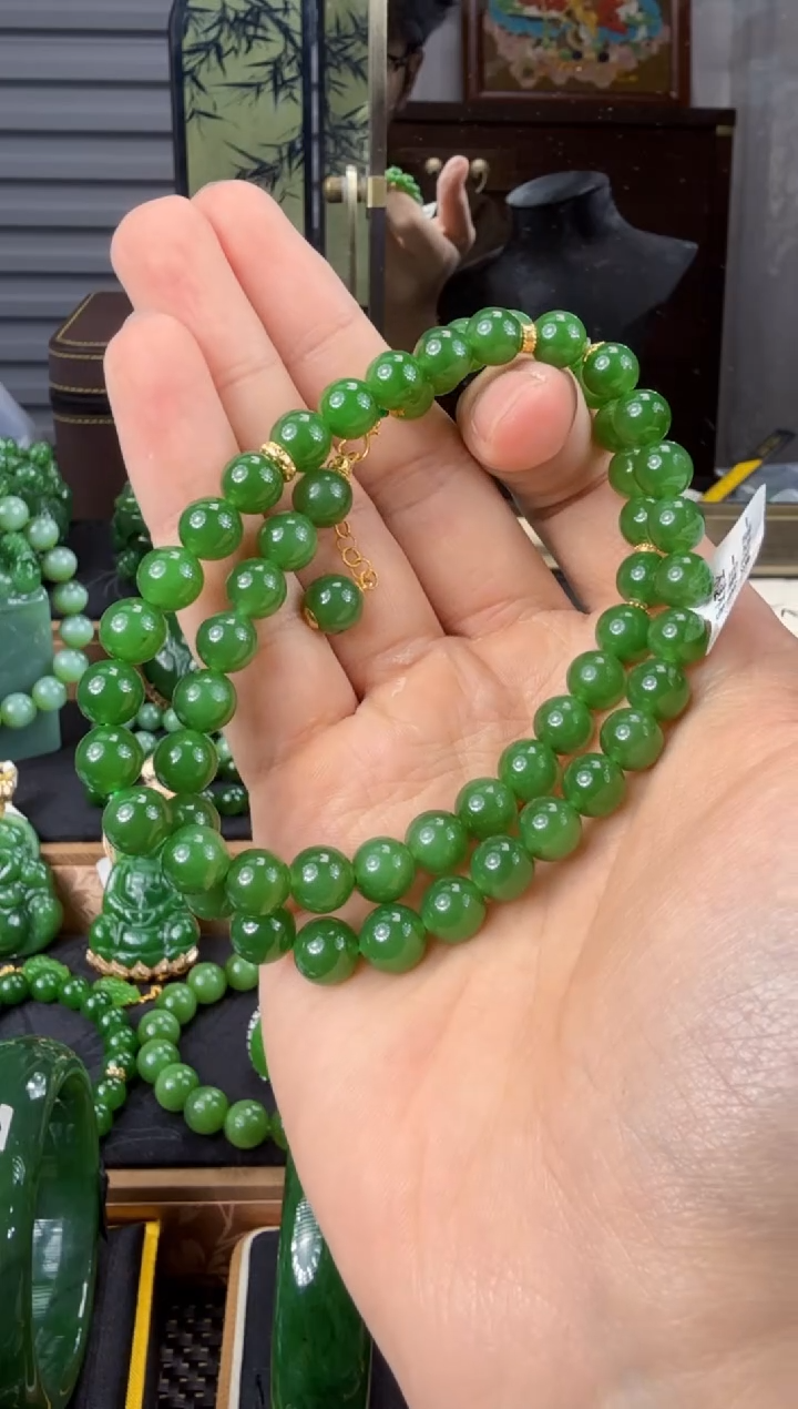 【闪购商品】和田玉（碧玉）颈饰18K金镶嵌  