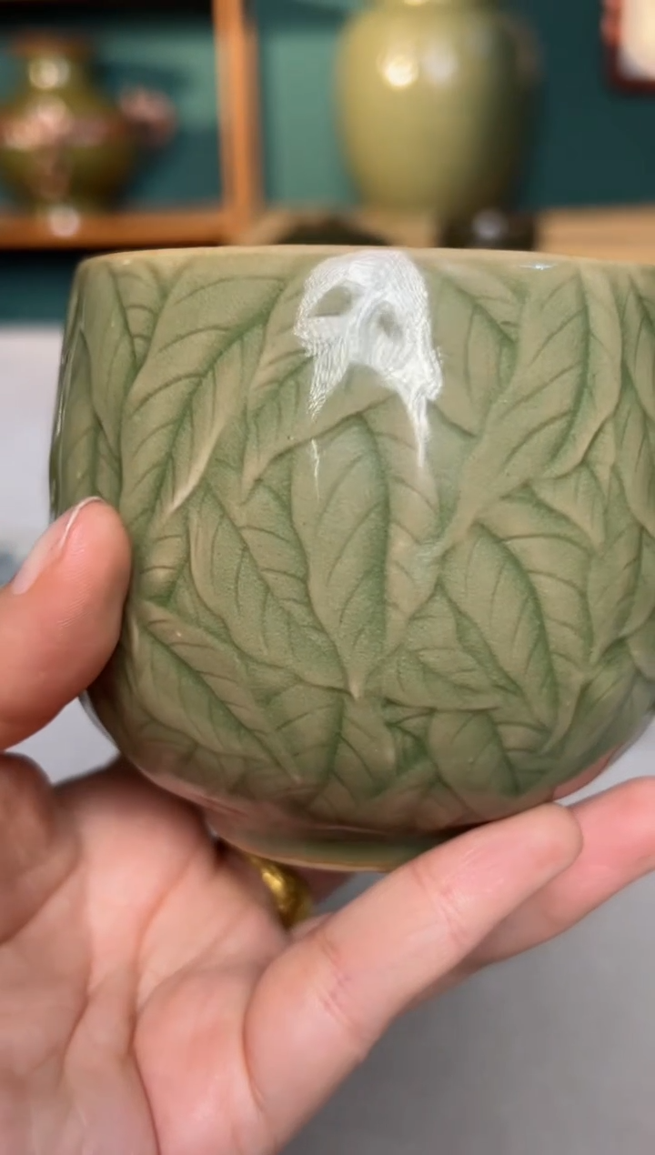 【闪购商品】其他耀州窑青釉千叶大缸杯微瑕特价