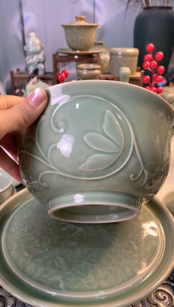 耀州窑微瑕处理 7英寸玉兰碗 1个