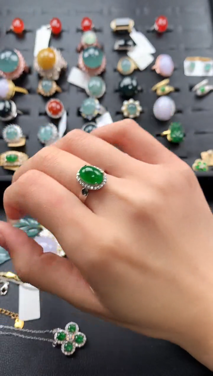 【闪购商品】翡翠戒指银S925镶嵌46436