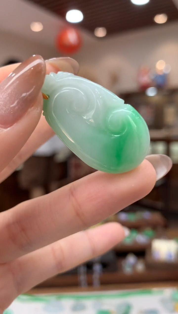 【闪购商品】翡翠18K金镶嵌吊坠(不含链)如意