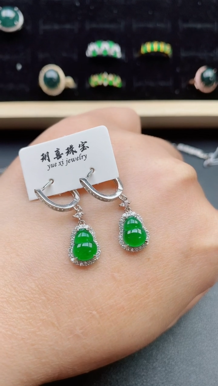 【闪购商品】翡翠耳饰银S925镶嵌321321