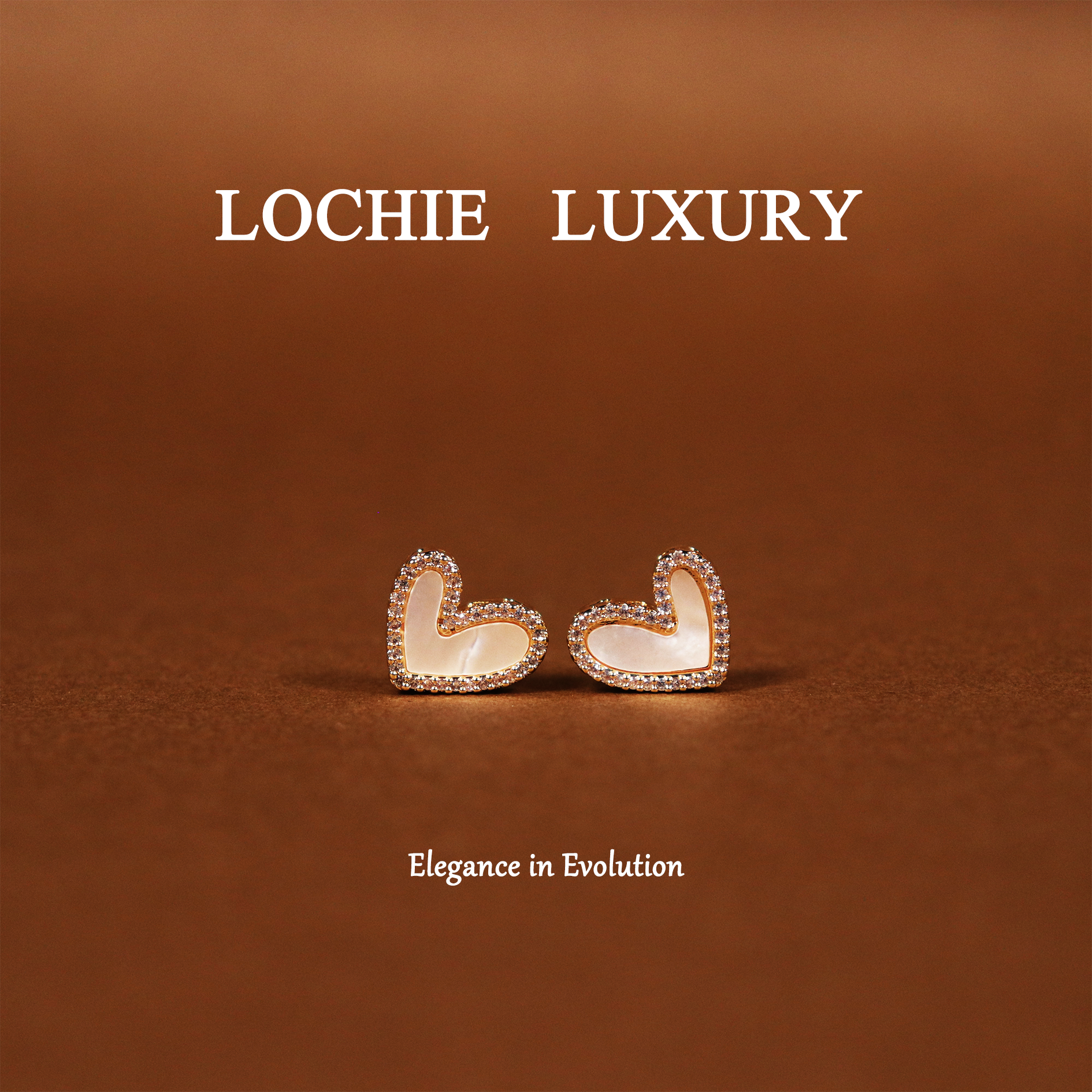 Lochie Luxury 黄铜锆石耳饰 L004【特别的人】不规则爱心锆石耳钉