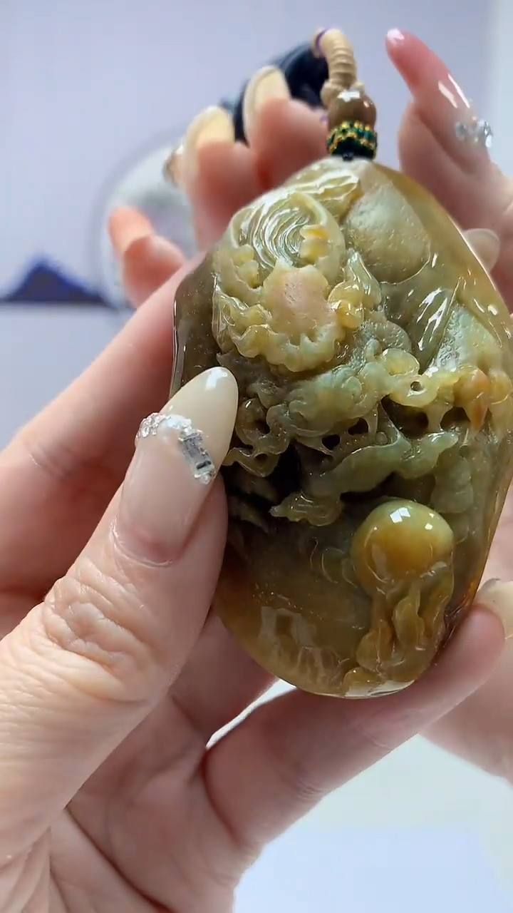 【闪购商品】定制翡翠未镶嵌5028DD-毛货挂件龙牌143