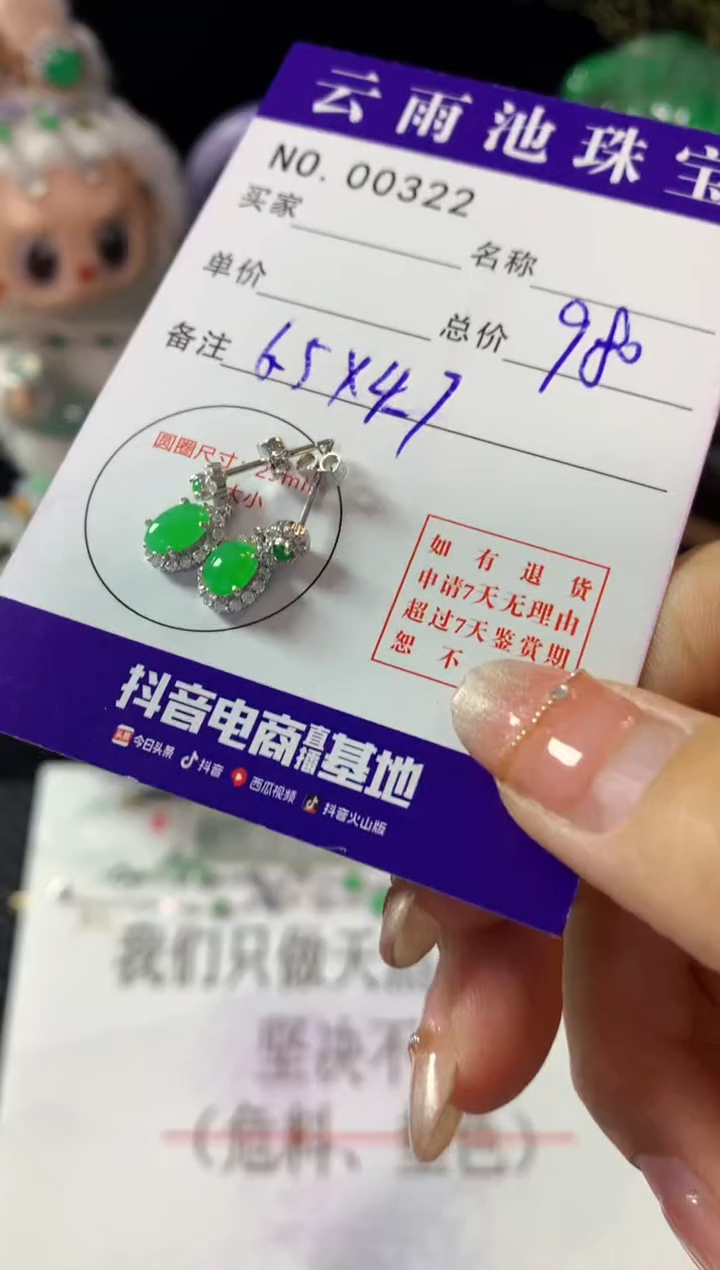 银S925镶嵌翡翠耳饰翡翠