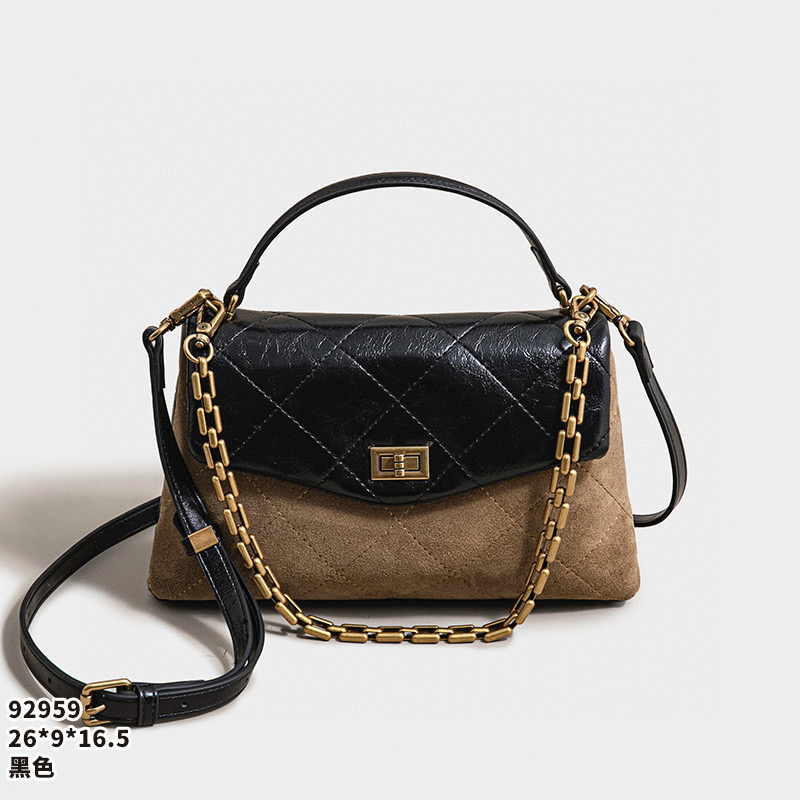 【初阳甄选】SK-92959-黑色斜挎包邮差包新复古风欧美风