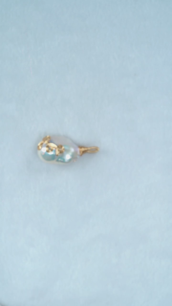 未镶嵌吊坠淡水珍珠巴洛克珍珠吊坠 金色