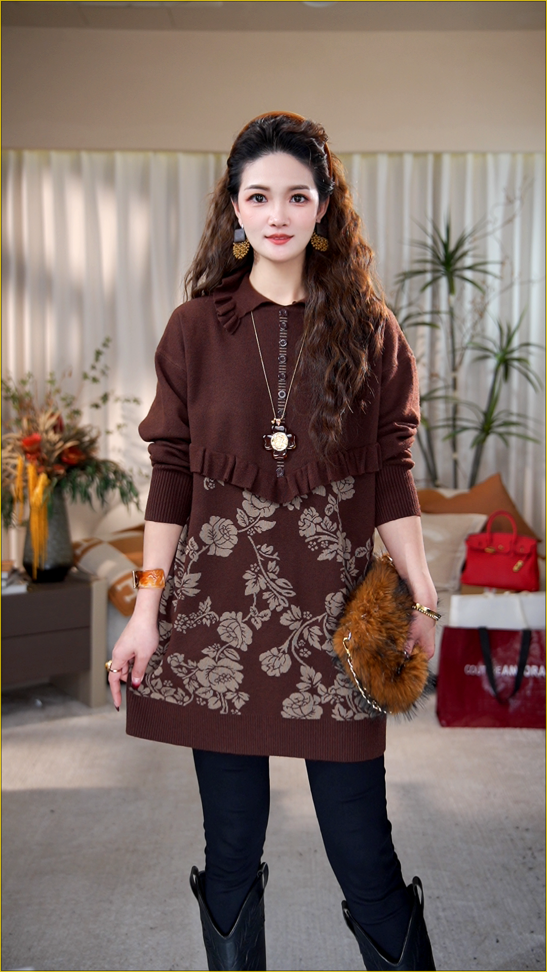 高端品质【冰棱】冬季新款针织保暖洋气加厚毛衣上衣-3352#