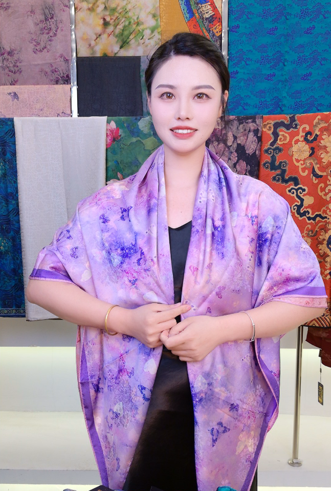【紫蝶悠悠】140*140苏杭高级感 大方巾围巾高级感丝巾披肩