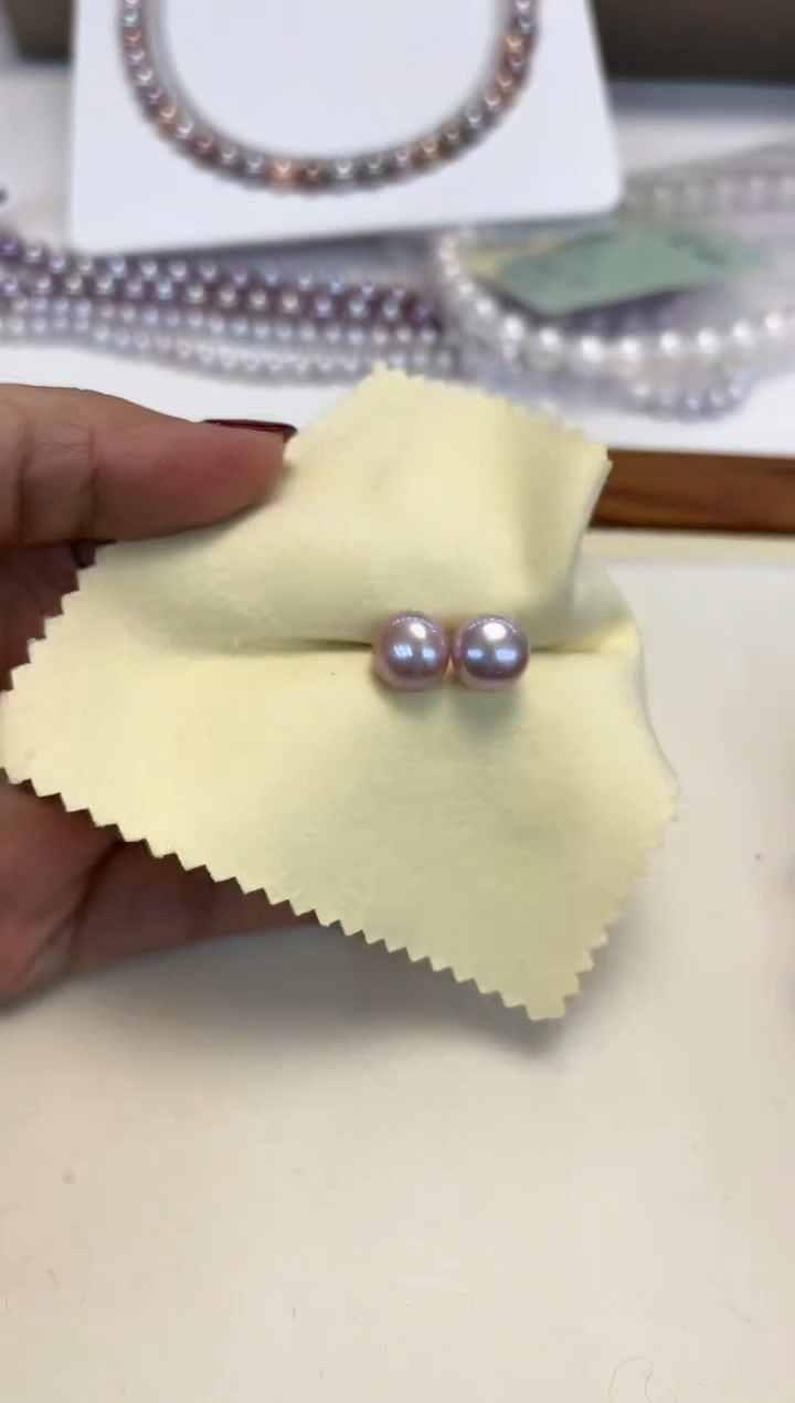 银S925镶嵌耳饰淡水珍珠紫珠耳钉