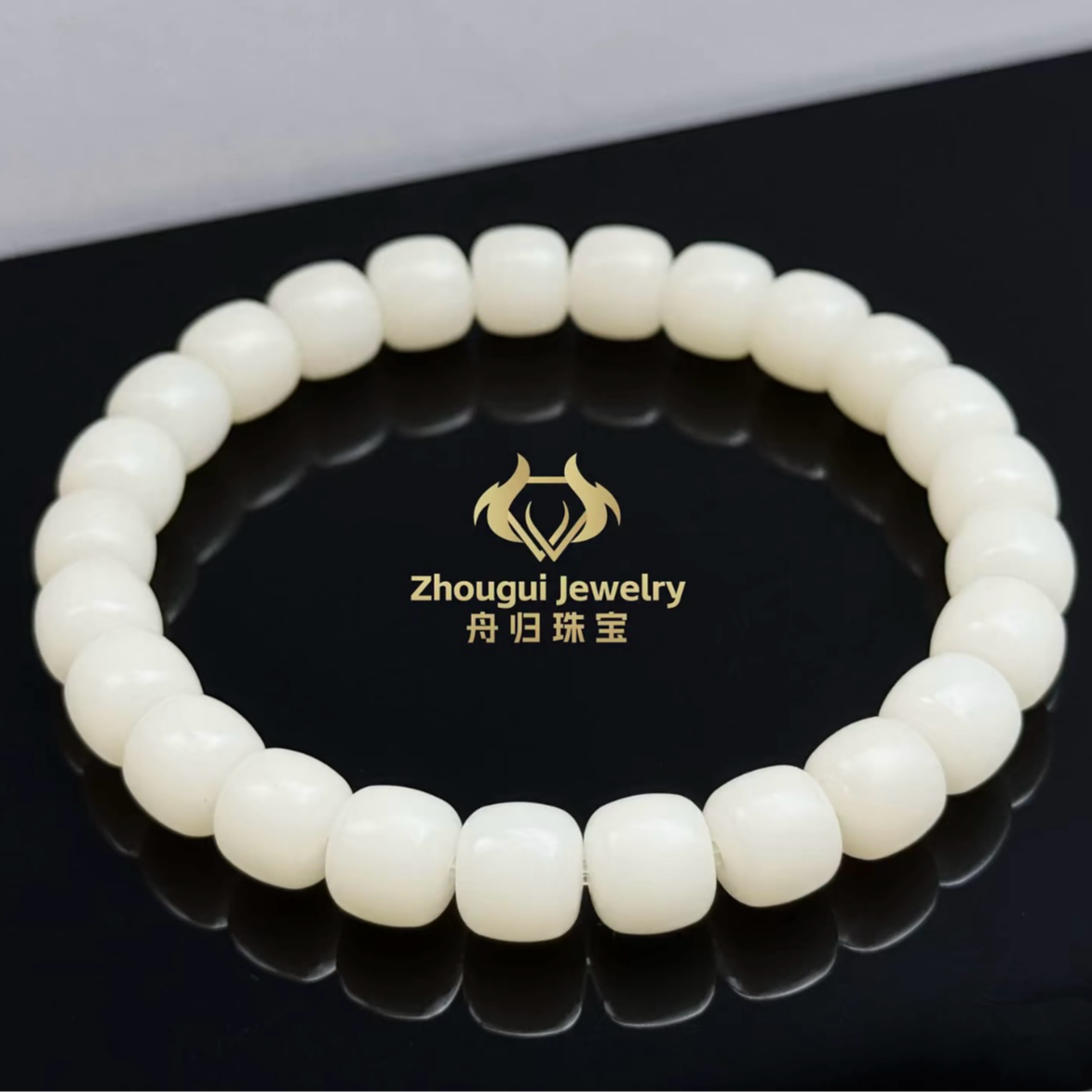 【舟归善财菩提】原生态原白精工菩提根手串