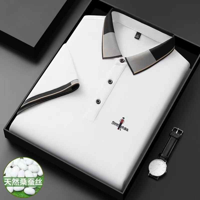 比音正品男士短袖T恤夏季翻领高端商务纯色男士外穿休闲男polo衫