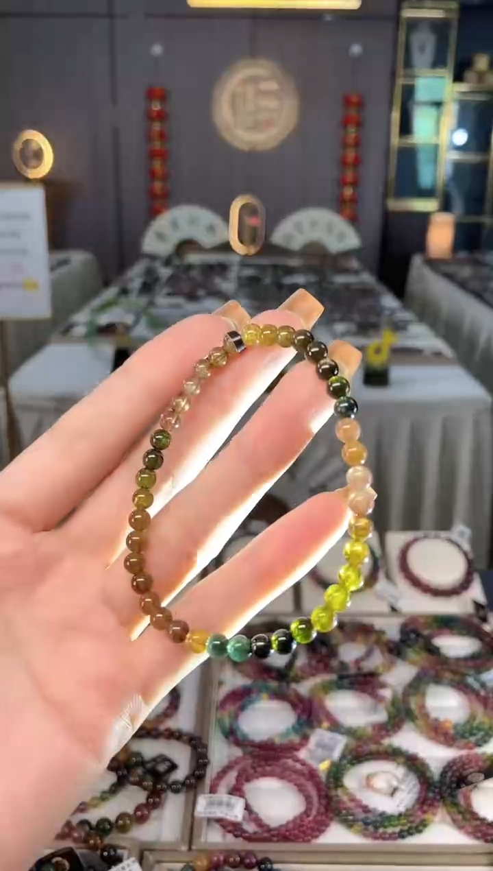 未镶嵌老矿碧玺单圈手串4mm+碧玺dan多样性发货一条