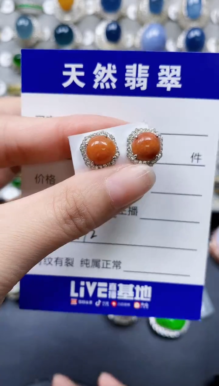 翡翠银S925镶嵌耳饰0572
