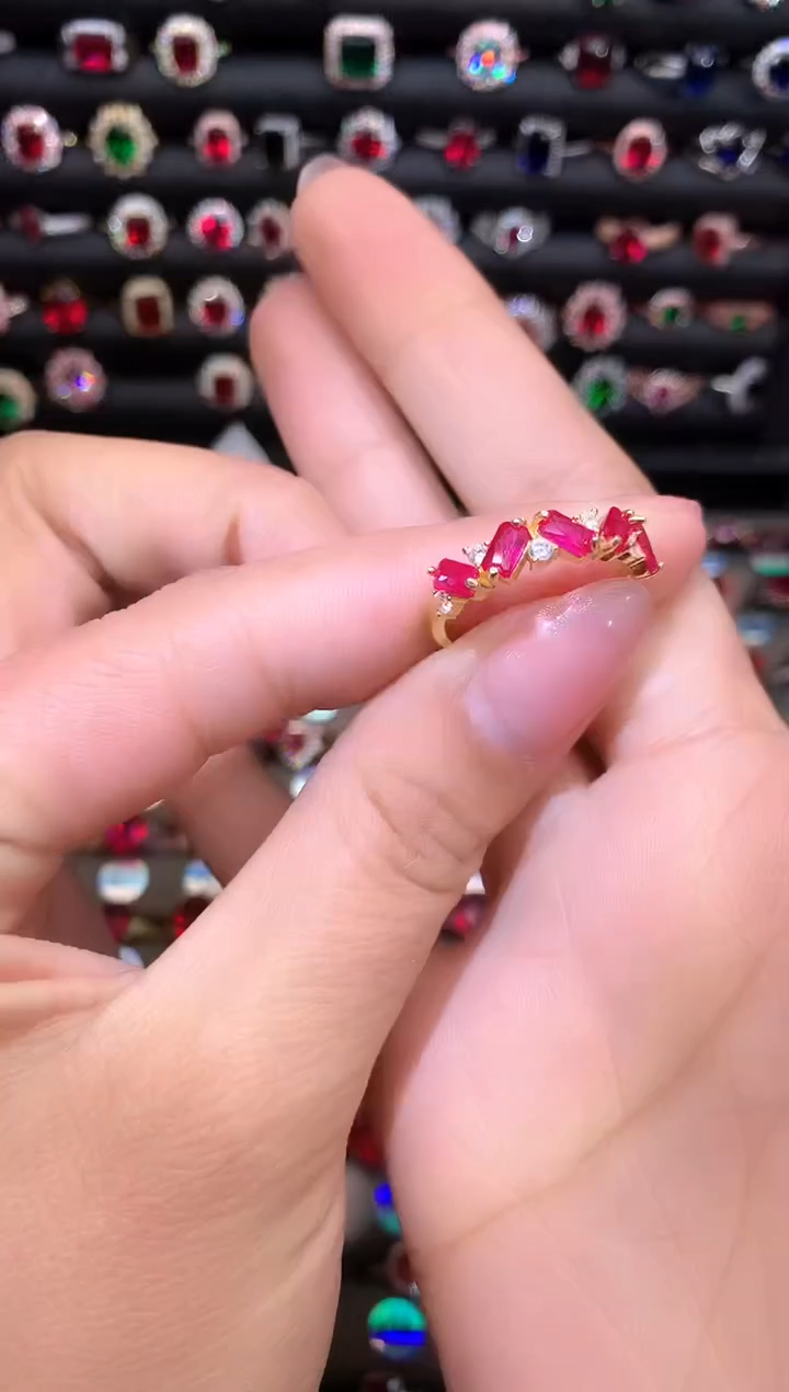 【闪购商品】红宝石戒指银S925镶嵌金