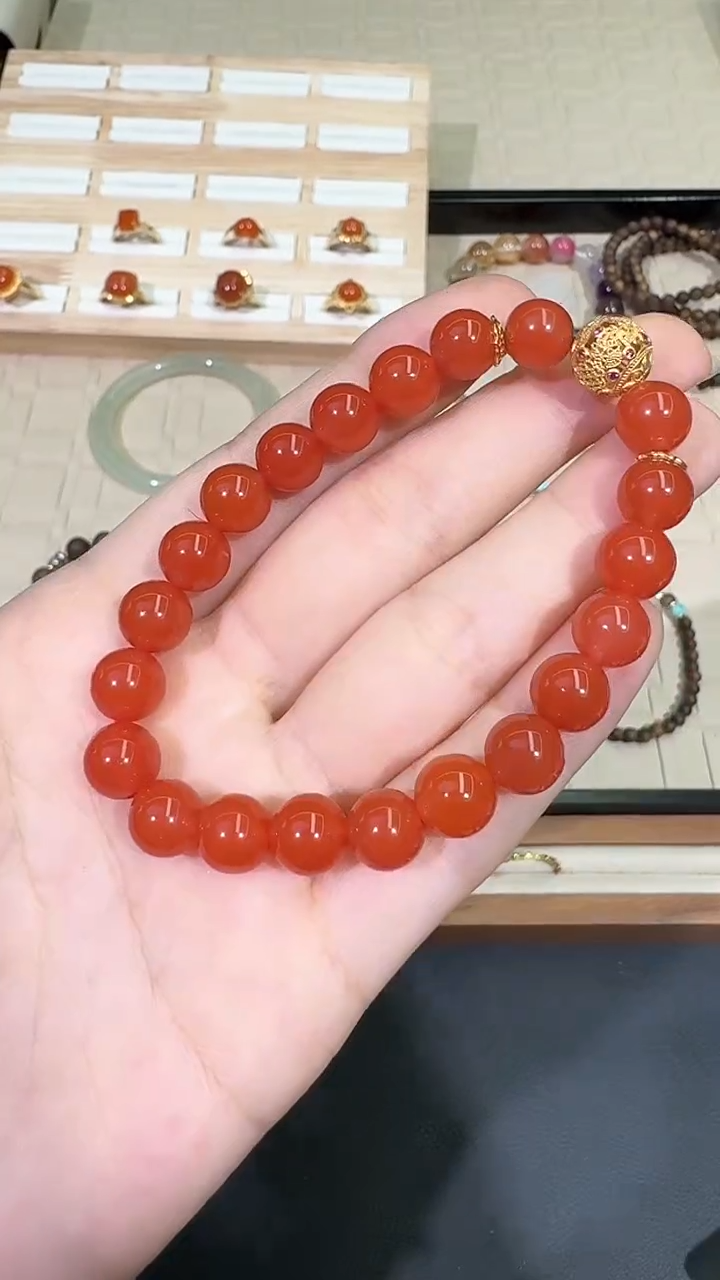 【闪购商品】南红玛瑙手串银S925镶嵌X0212-223-31