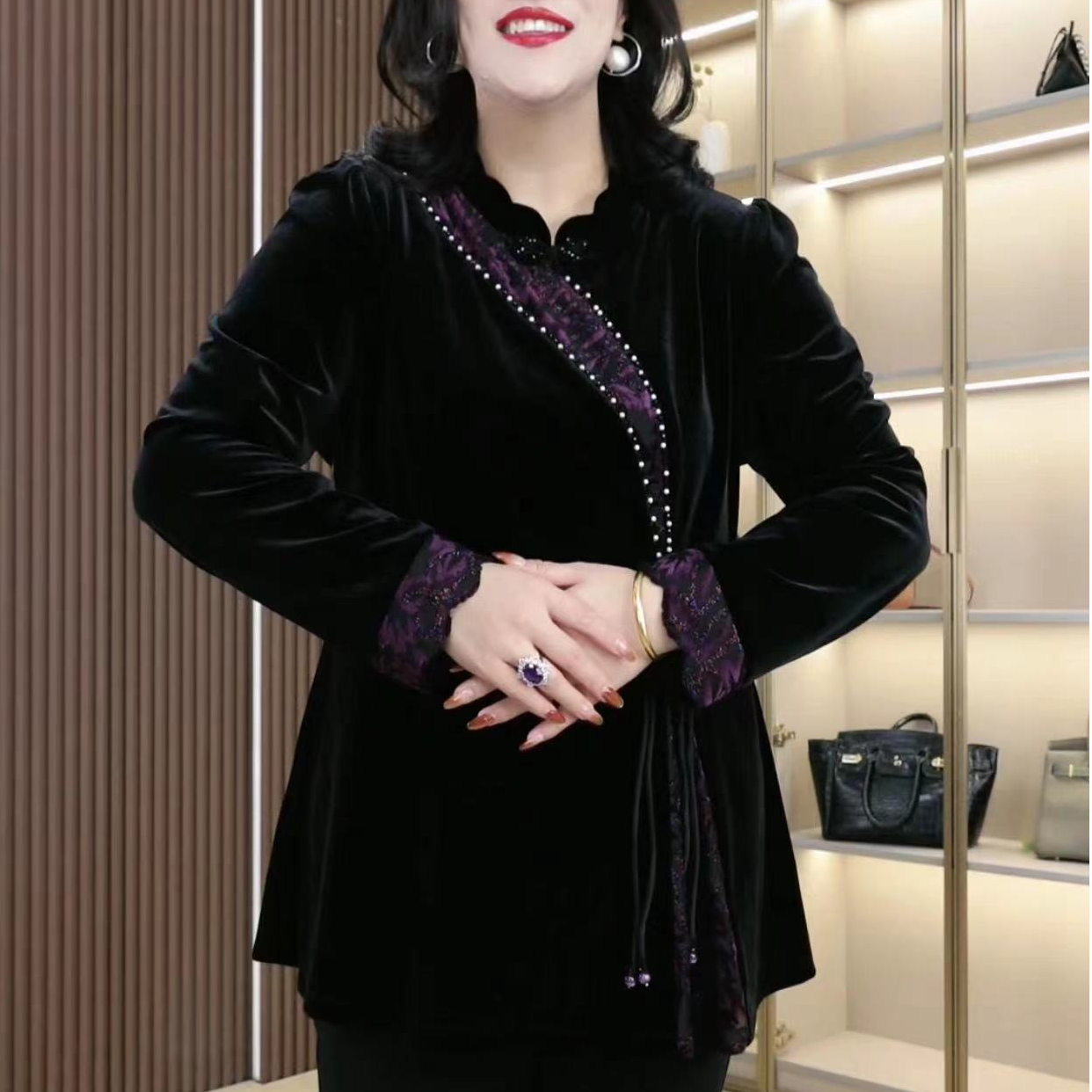 大码女装时尚气质拼接设计感上衣洋气轻奢百搭显瘦ZB6331衣服