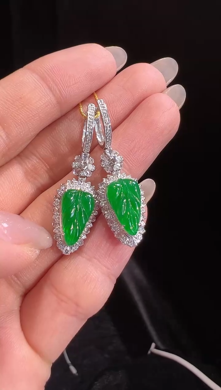 【闪购商品】翡翠耳饰18K金镶嵌耳饰