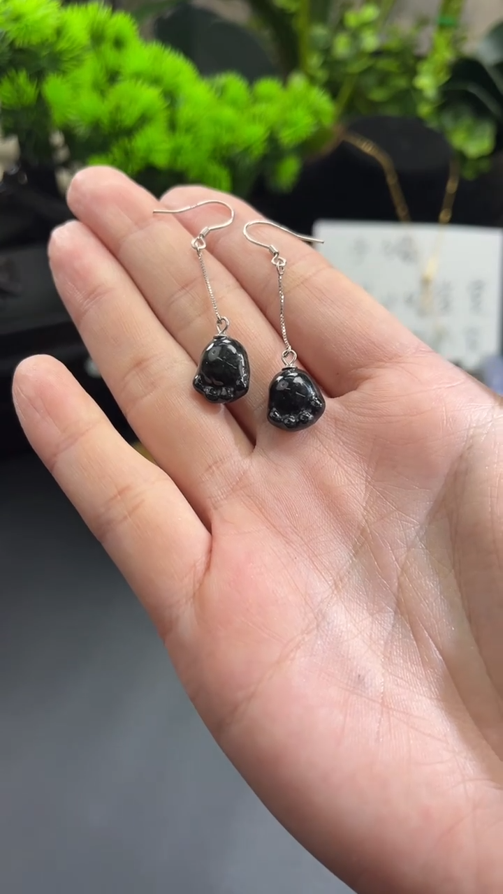 【闪购商品】翡翠耳环银S925镶嵌耳环