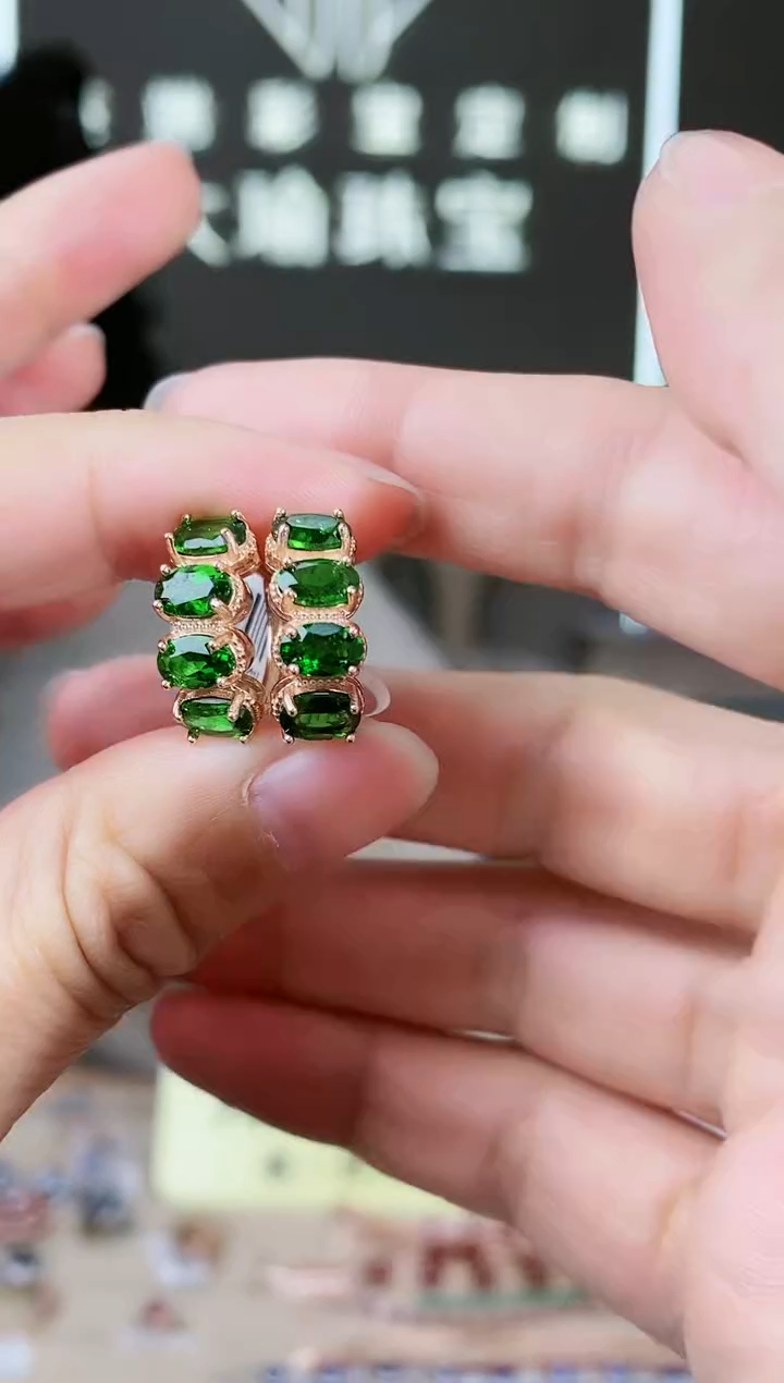 【闪购商品】透辉石耳饰银S925镶嵌耳饰