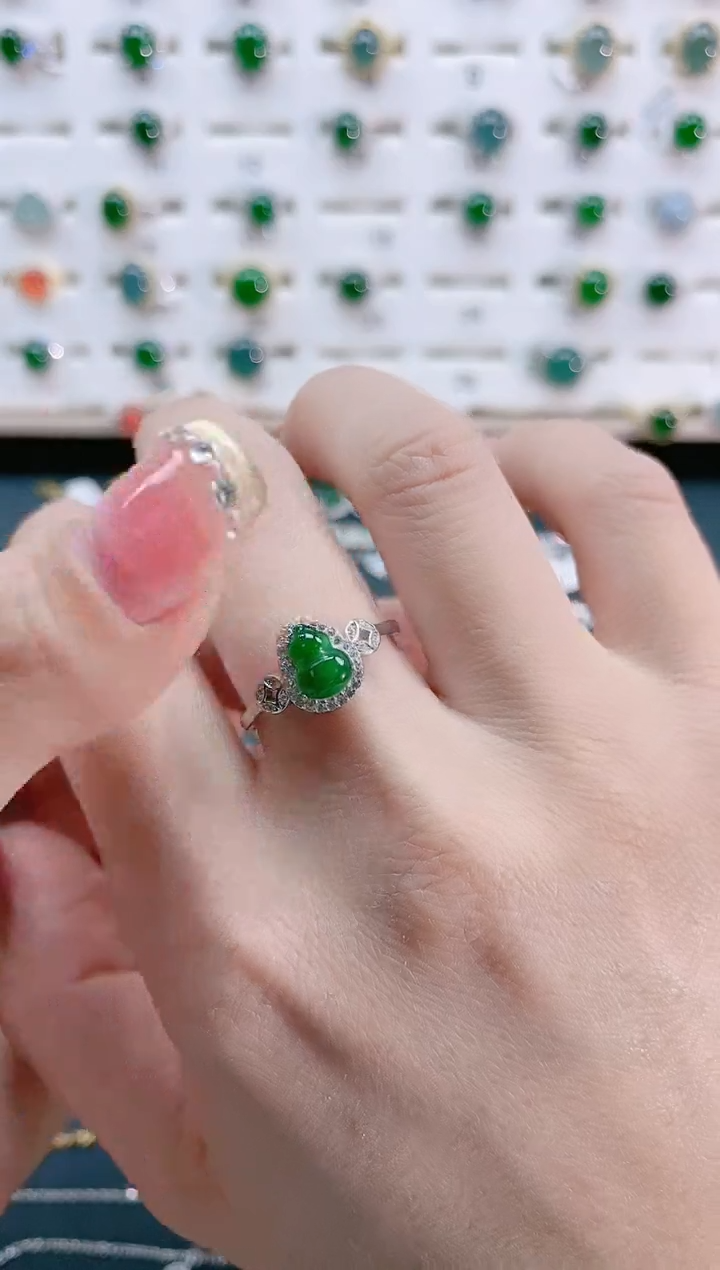【闪购商品】翡翠戒指银S925镶嵌天然翡翠