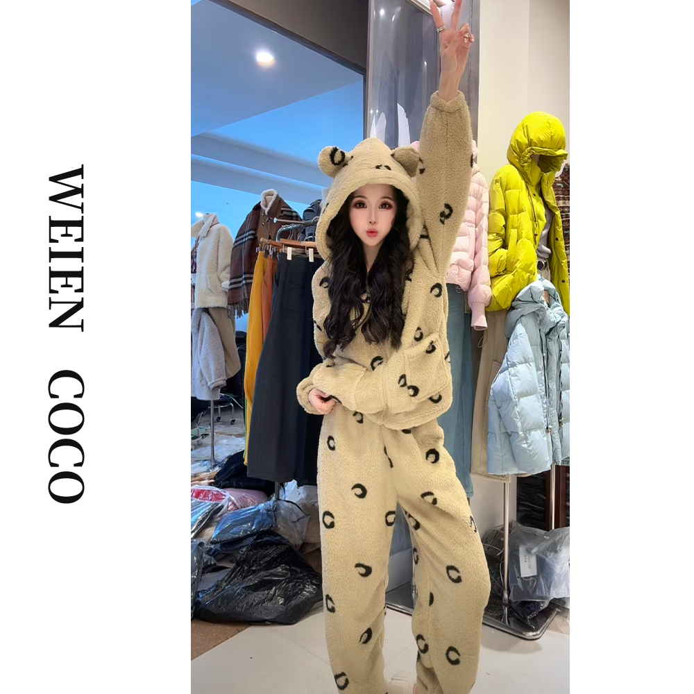【薇恩COCO】家居服套装时尚厚款秋冬新款睡衣两件套S6348