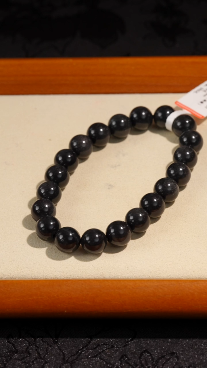未镶嵌手串和田玉（墨玉）和田玉墨玉猫眼手串