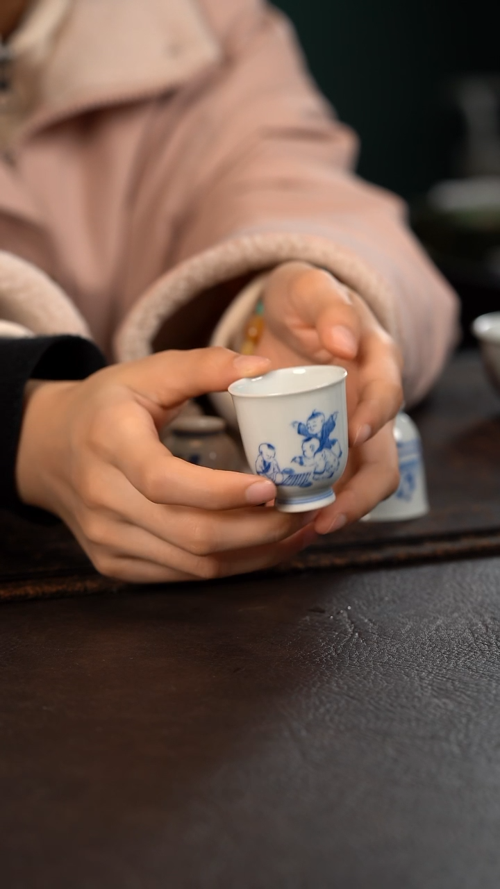 【闪购商品】杯杯聚澜堂童子下棋闻香杯