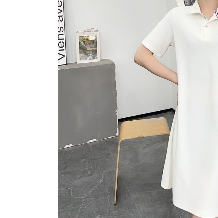 【主播推荐】女士polo领刺绣小狗连衣裙23209