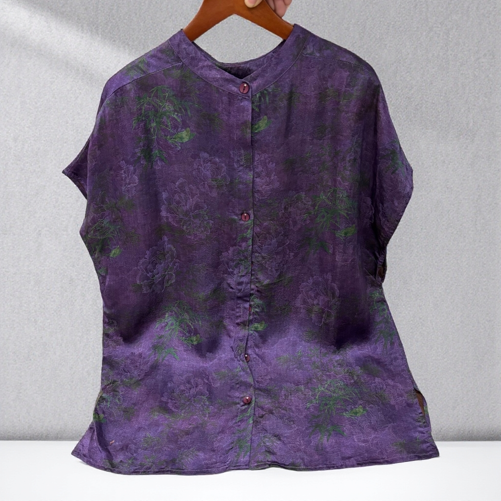 791【云锦坊】新款网红复古宽松百搭重磅水墨立领前后穿太太服