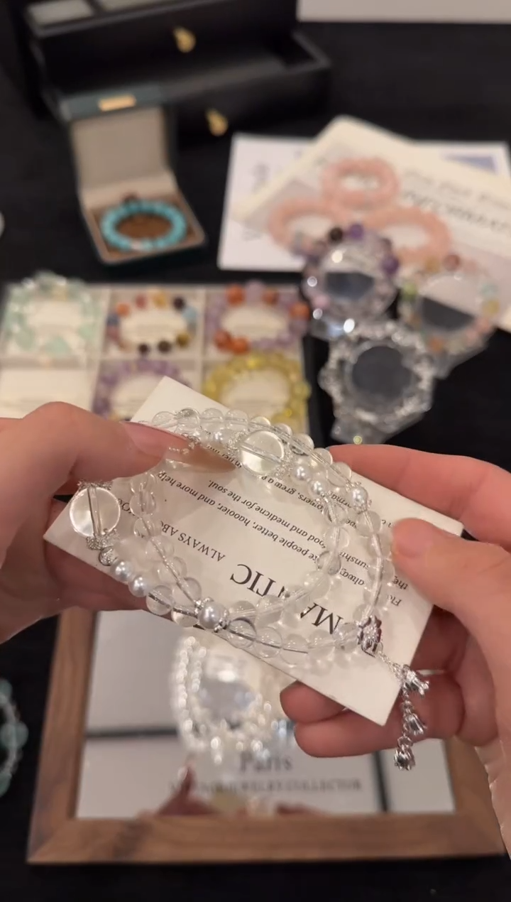 合金手链水晶白水晶双圈x2171