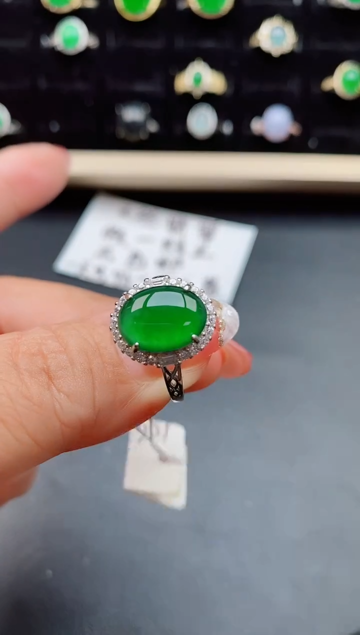 【闪购商品】翡翠戒指银S925镶嵌0850