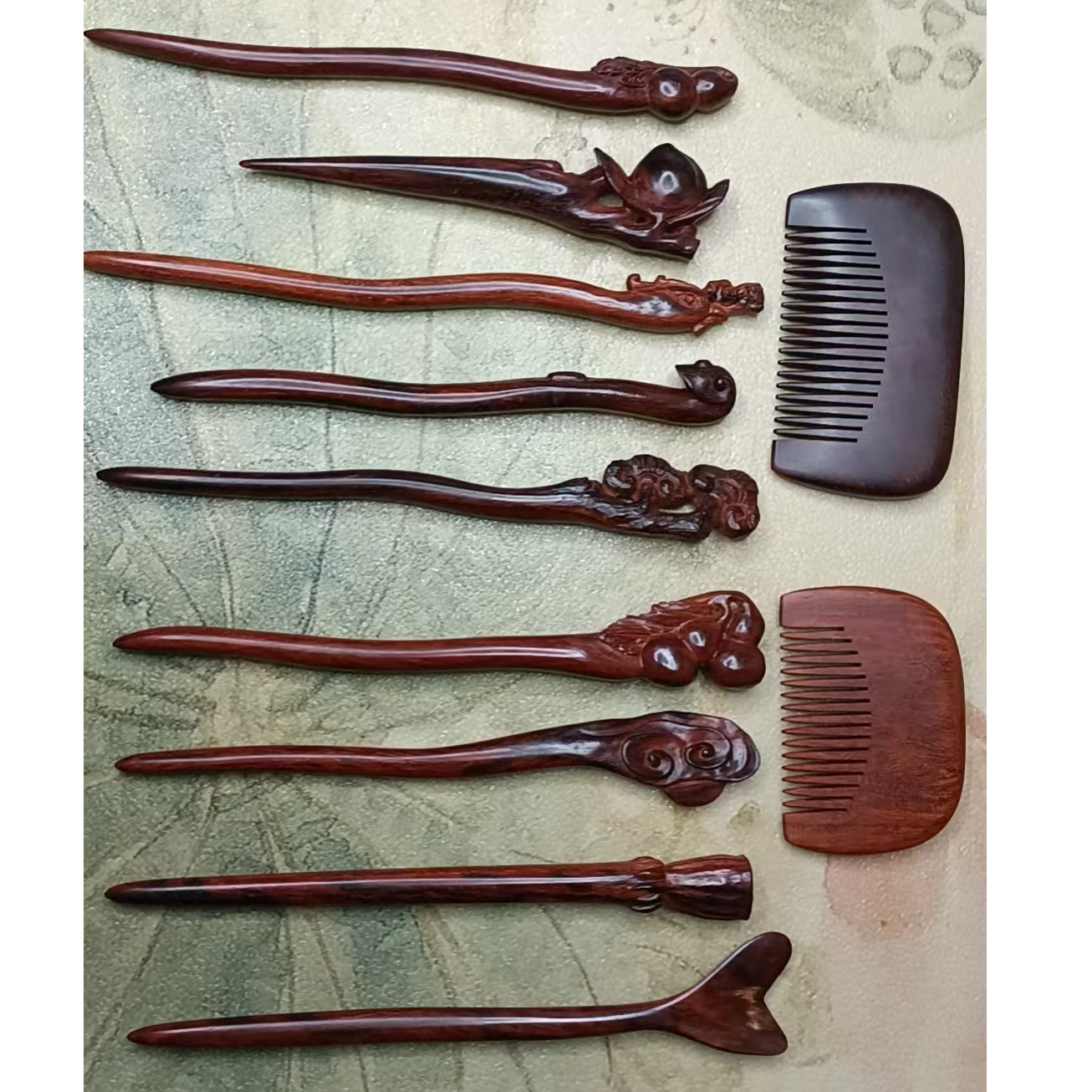 创意饰品 古风木制（小叶紫  檀）发簪 梳子 随形手工定制
