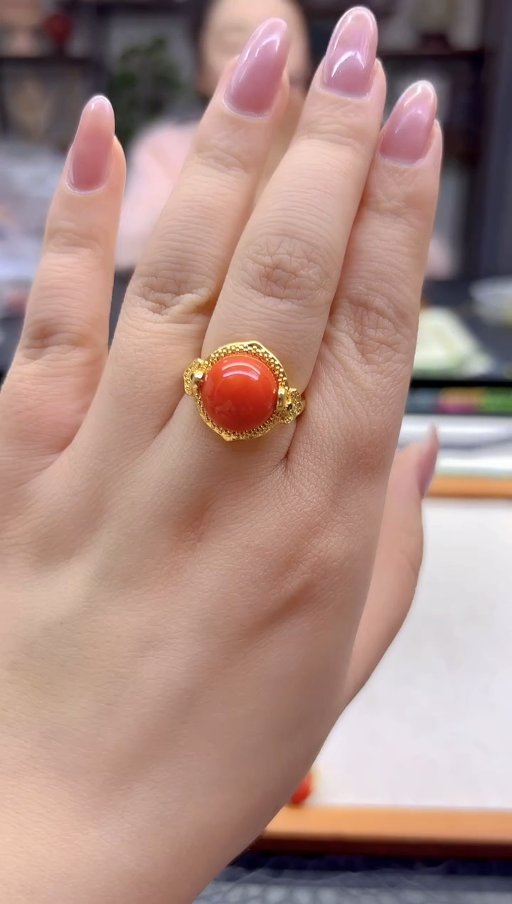 14K金镶嵌戒指翡翠DIY款J128