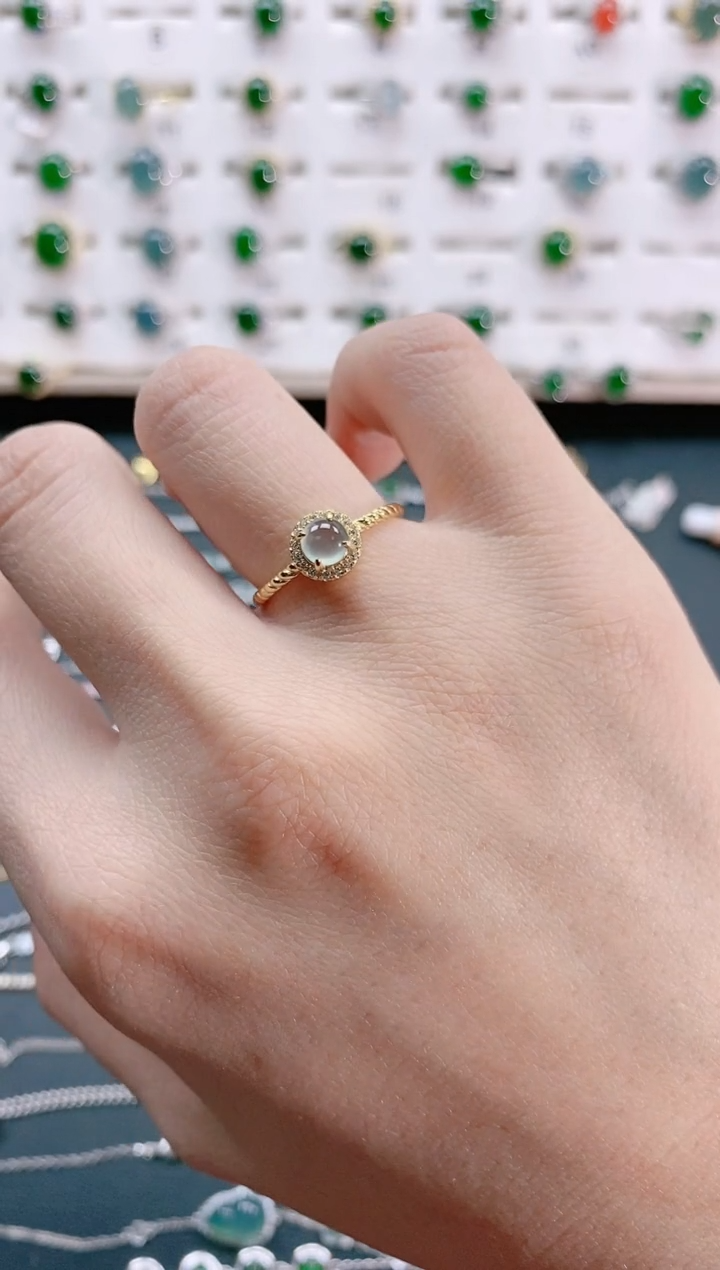 【闪购商品】翡翠戒指银S925镶嵌天然翡翠