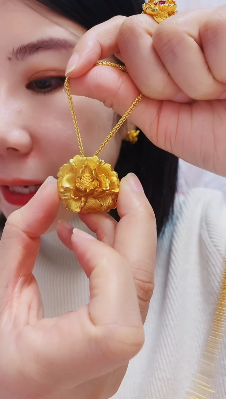 合金无014牡丹花吊坠