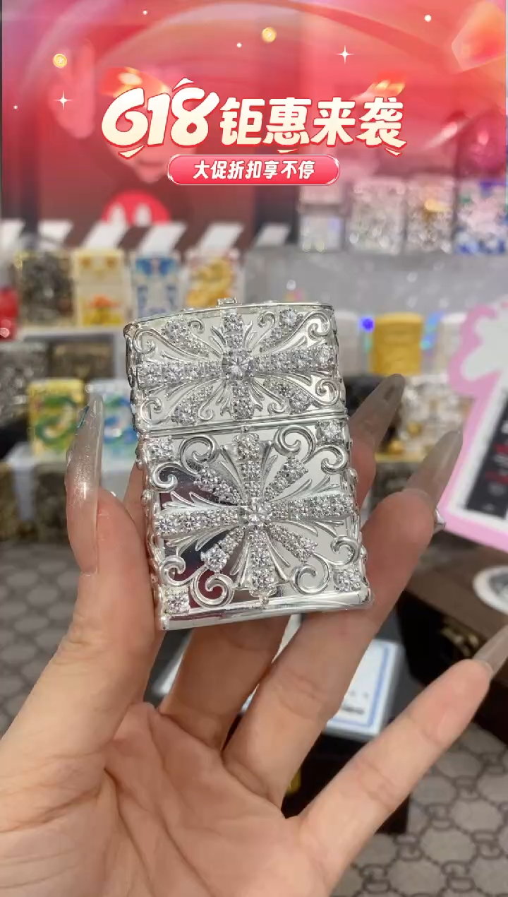 镜面纯银满钻克罗心之恋