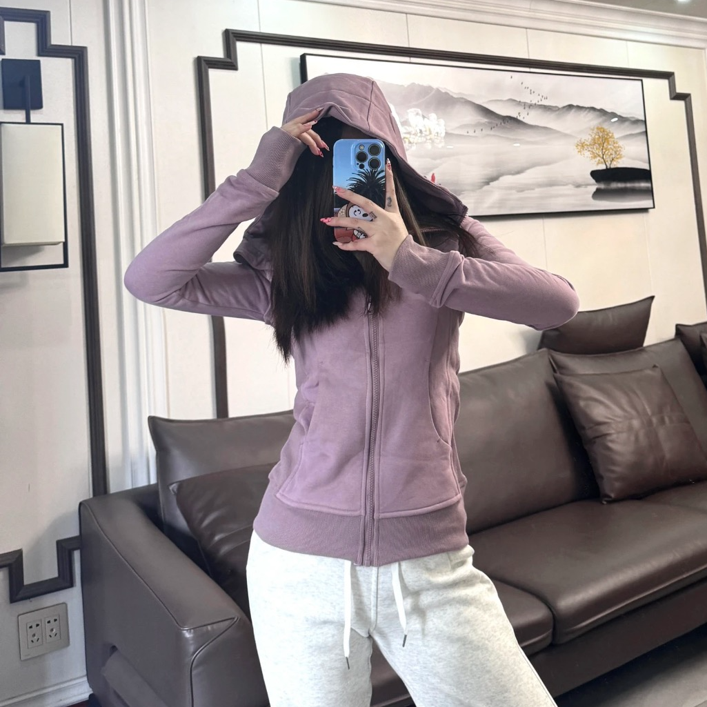 原单同款 高板运动瑜伽卫衣修身连帽开衫外套女加绒保暖上衣