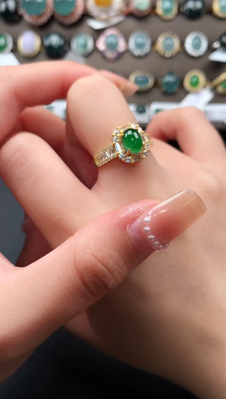 【闪购商品】翡翠戒指银S925镶嵌51241