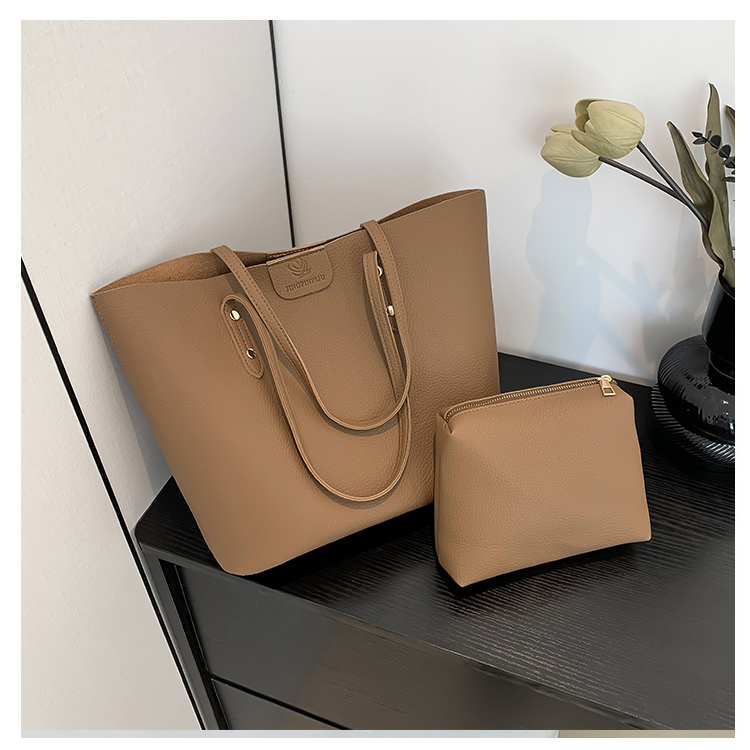 时尚大容量子母包休闲简约单肩包纯色通勤韩版大包包1004