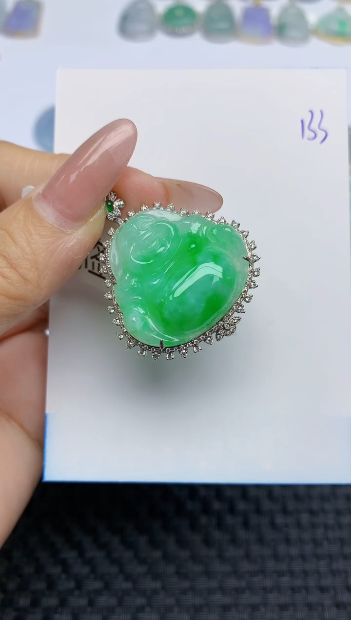 【闪购商品】翡翠颈饰18K金镶嵌天然A货翡翠 133