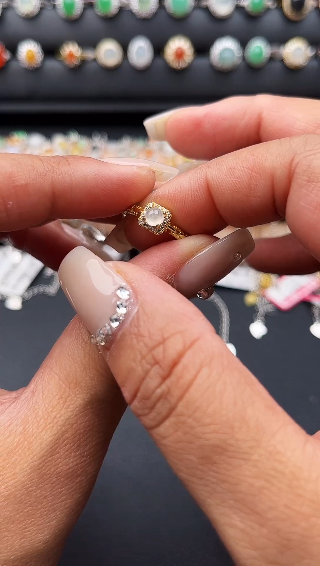 【闪购商品】翡翠戒指银S925镶嵌缅甸天然A货翡翠S925银镶嵌